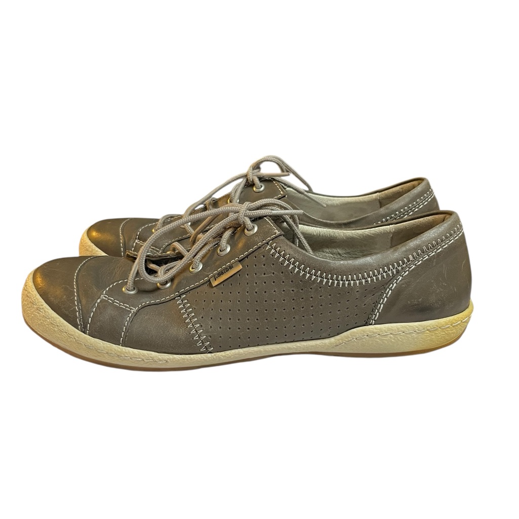 Josef Seibel Caspian Gray Leather Low Top Sneaker Flats Women's Size 9